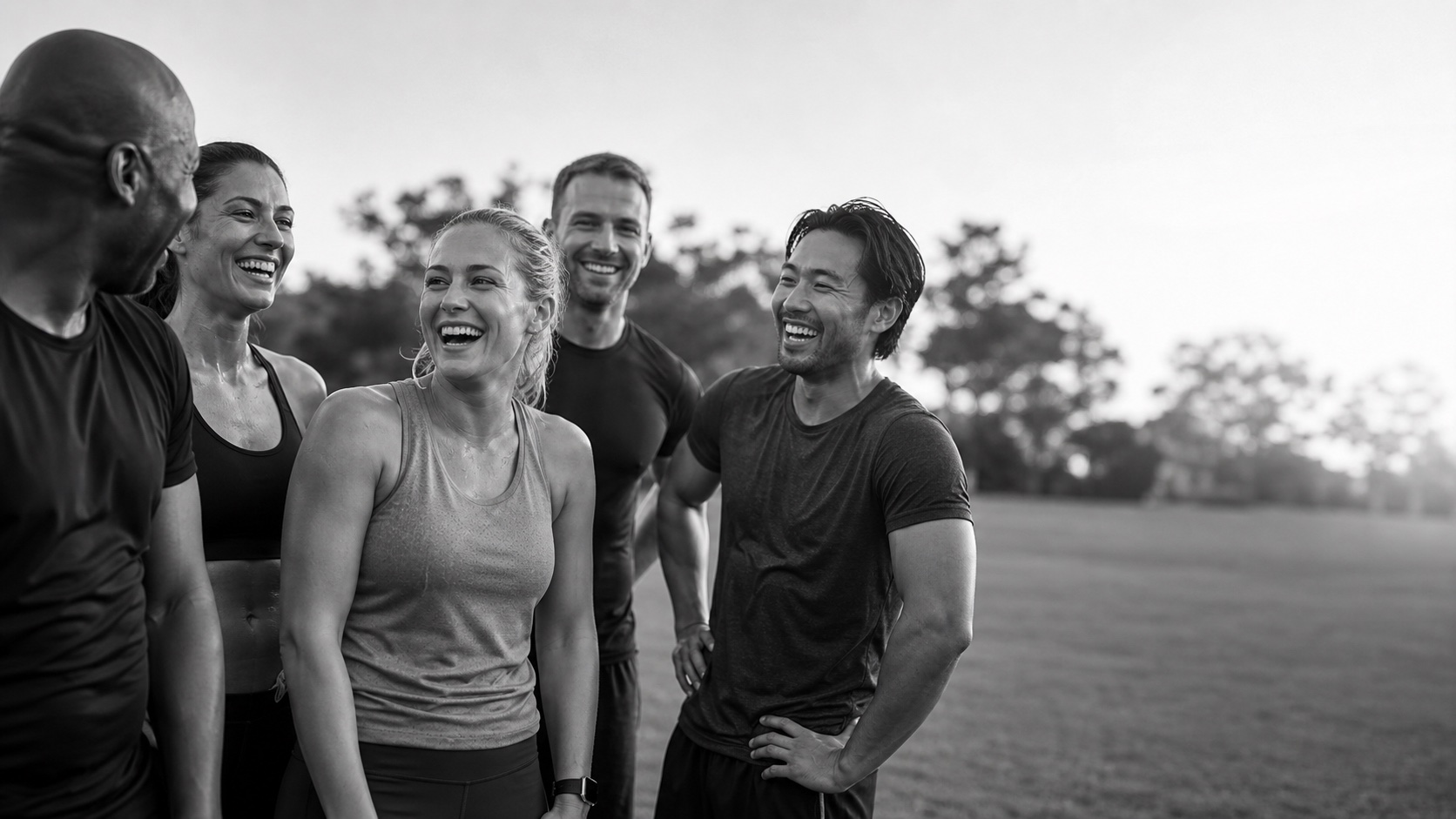 fitcamp Community tauscht sich lachend aus